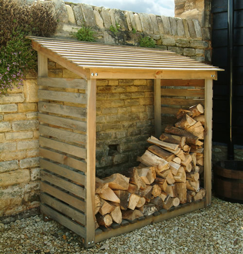 Our rustic pine log store is made of stained pine harvested from a 
