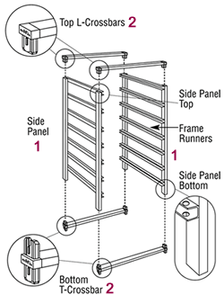 Diagram showing how to put Elfa drawers together
