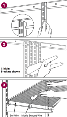 Diagram showing how to put Elfa shelving together